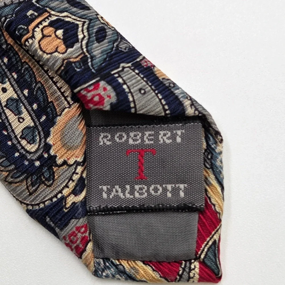 Robert Talbott Necktie‎ Hand Sewn Finest Silk USA Made Red Blue Paisley Mens Tie
